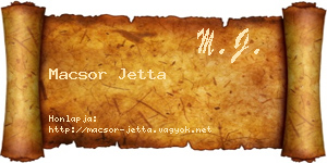 Macsor Jetta névjegykártya